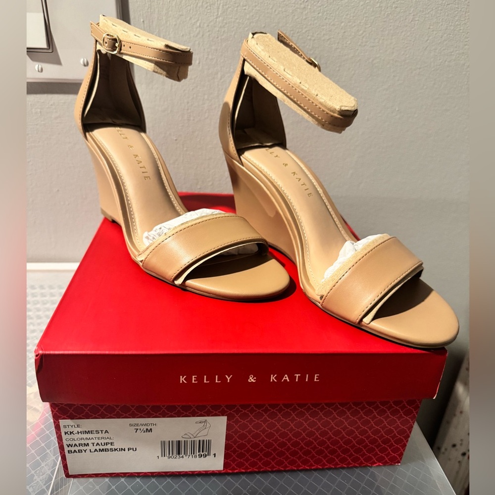 Kelly & Katie Warm Taupe Wedge Sandals